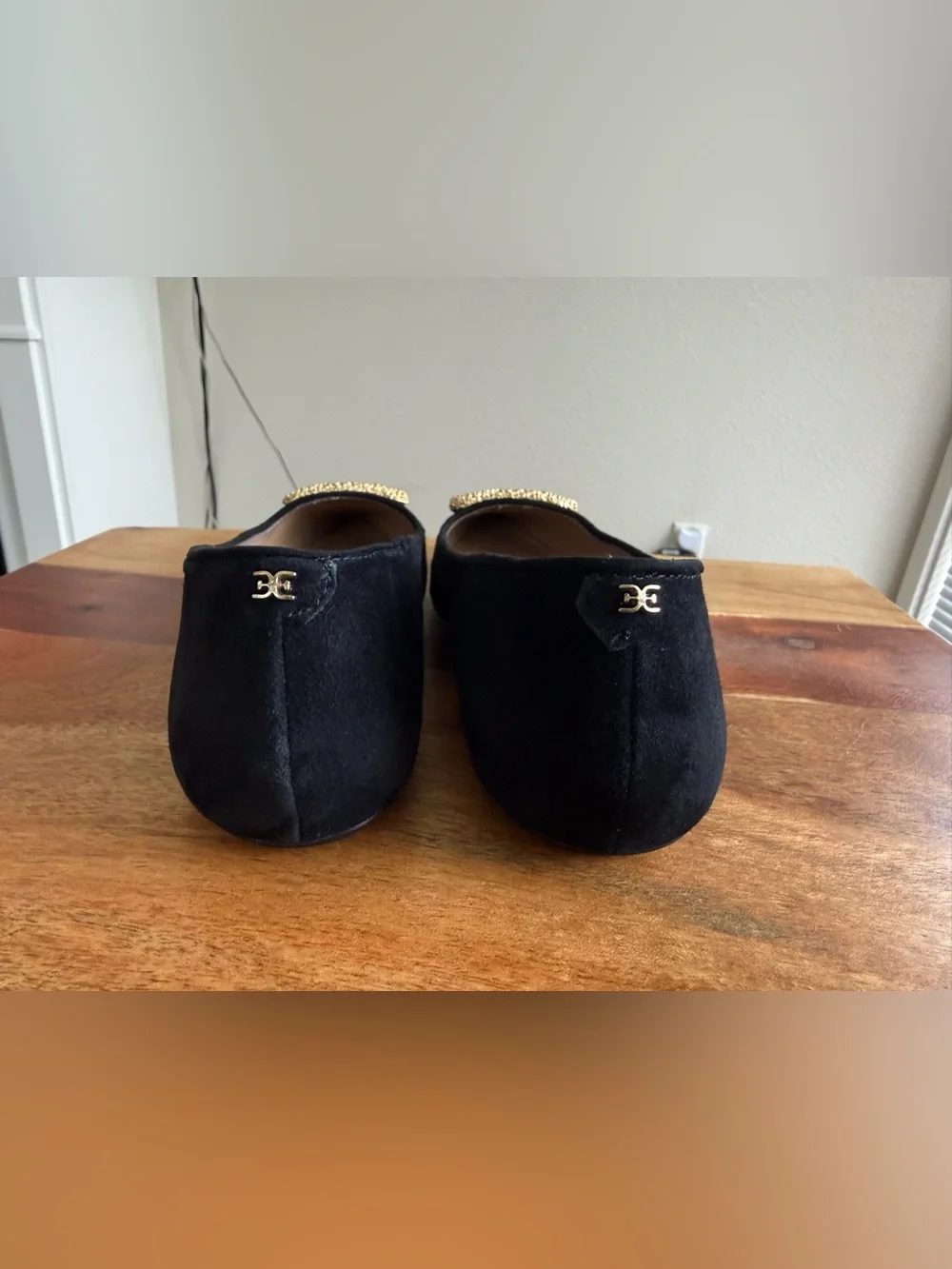 Sam Edelman Nico Ballerina Skimmer Pointed Toe Flats with Gold Buckle Size 6.5